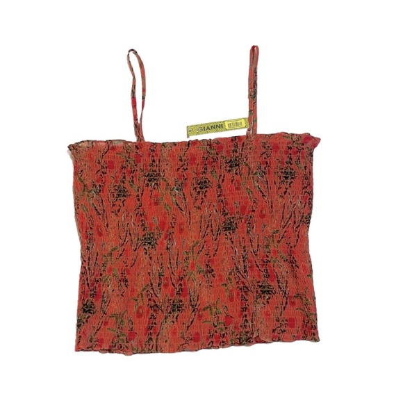 Gianni Bini Smocked Wov Stacy Print Floral Tank Top In Peach Floral Size Xl NWT - Picture 2 of 7